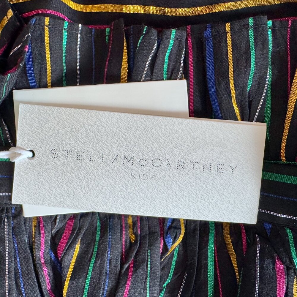 NWT Stella McCartney Kids Rainbow Striped Lurex Metallic Dress - Picture 8 of 12